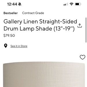 Pottery Barn Gallery Linen Straight-Sided
Drum Lamp Shade